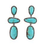 Turquoise & Diamond Drop Post Earrings