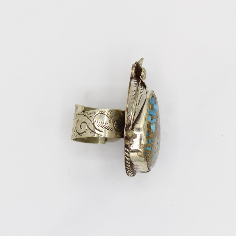 Vintage Tibetan Turquoise & Gold Ring