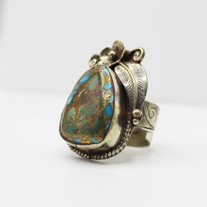 Vintage Tibetan Turquoise & Gold Ring