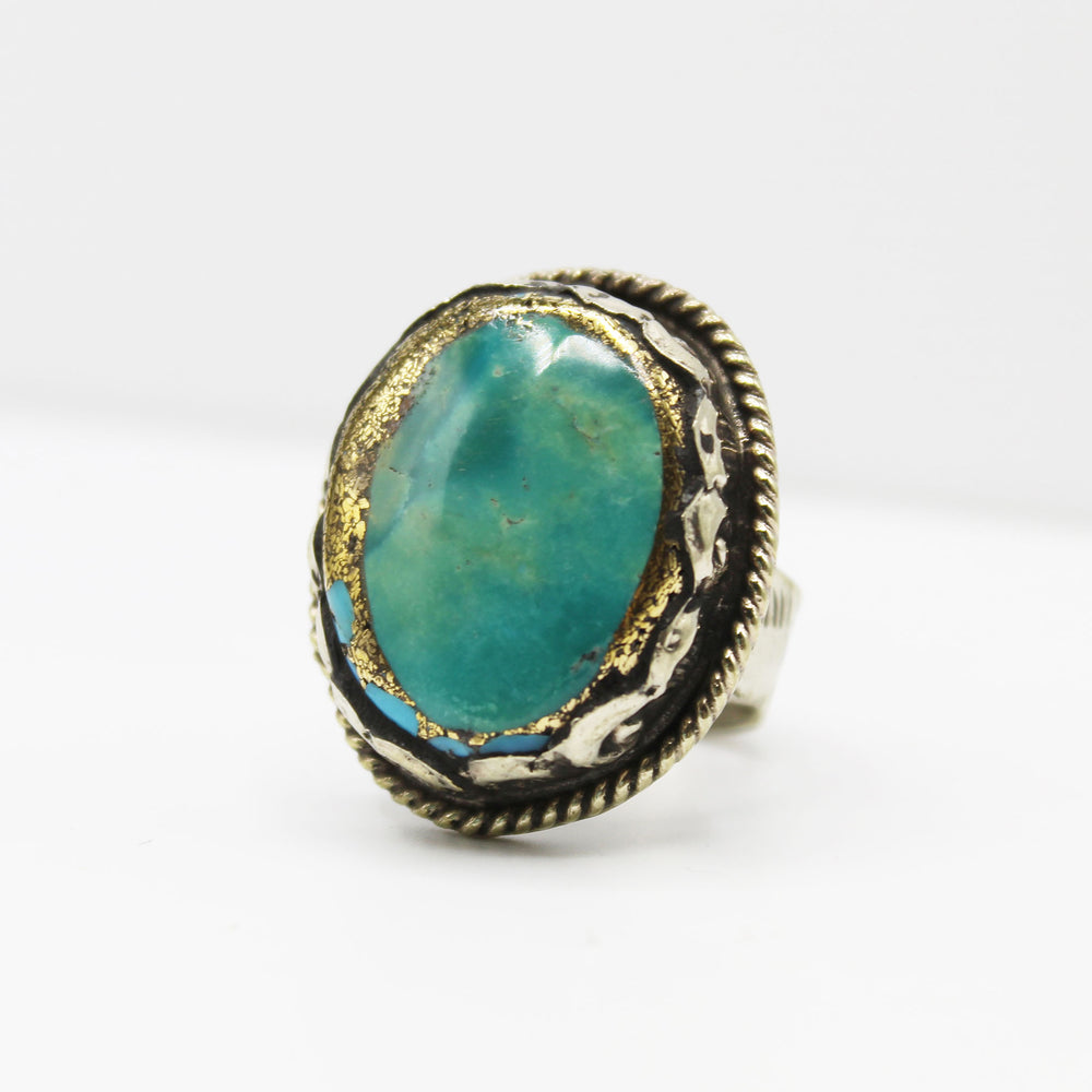 Vintage Tibetan Turquoise & Gold Ring