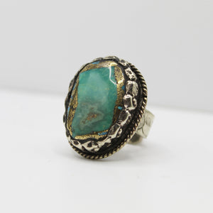 Vintage Tibetan Turquoise & Gold Ring